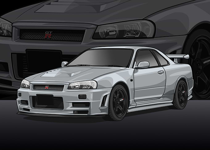 Nissan r34 Skyline white