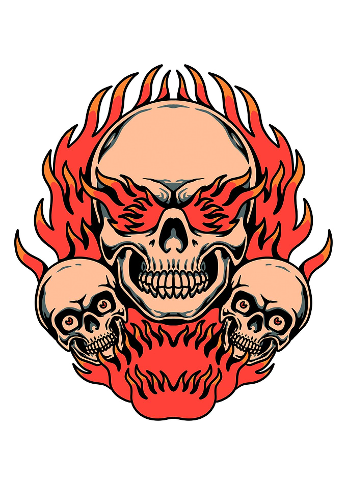 flaming skulls