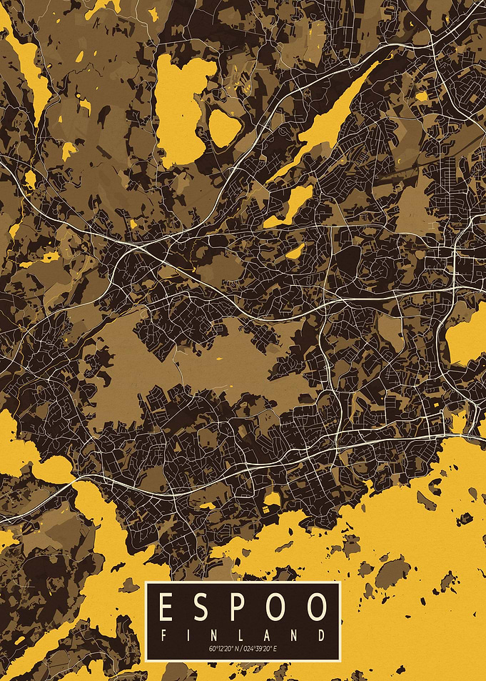 Espoo City Map Pastel