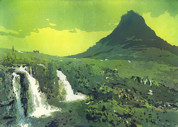 Kirkjufell waterfall art