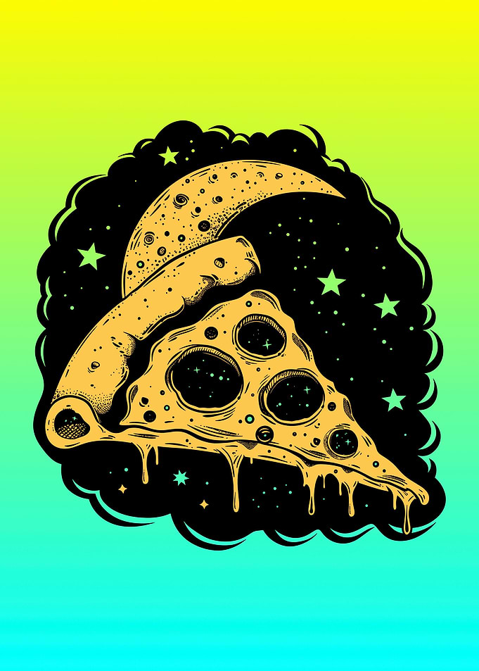 Pizza as Moon With Stars