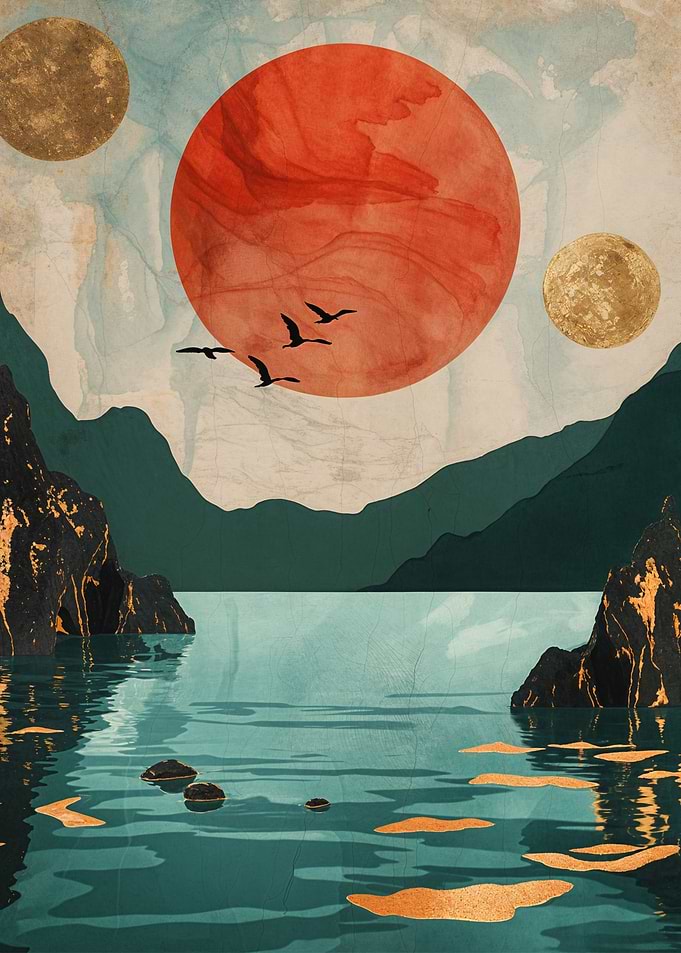 Golden Lake with Birds