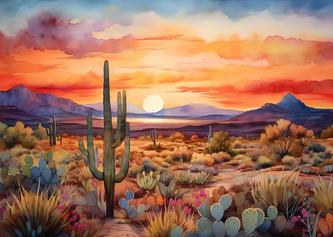 Desert Cactus Sunset