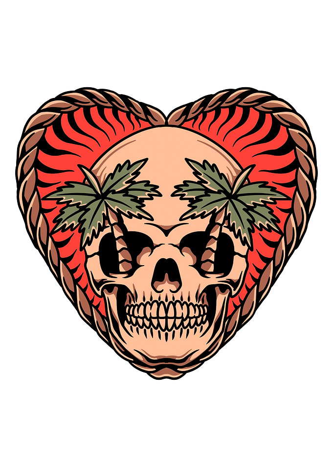 summer skull tattoo