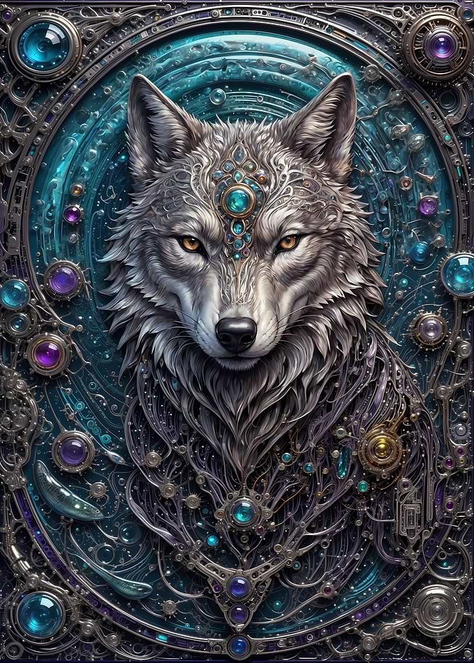 Cybernetic Wolf Portrait