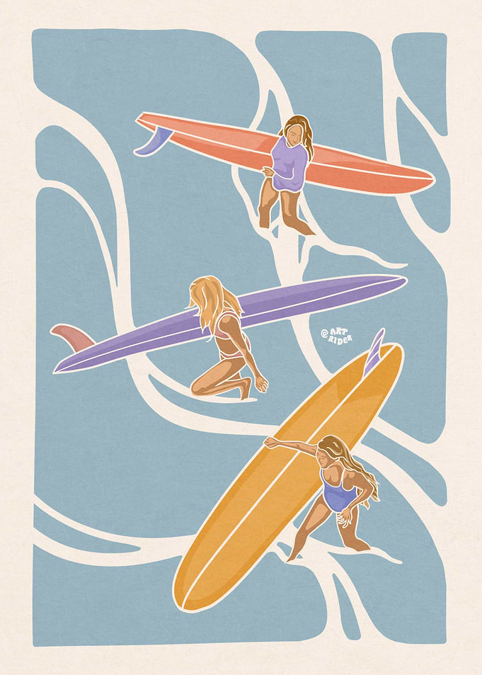 Surf girl ocean view beach