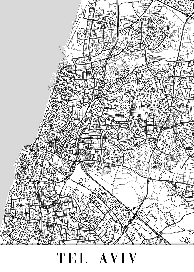 Tel Aviv White Map