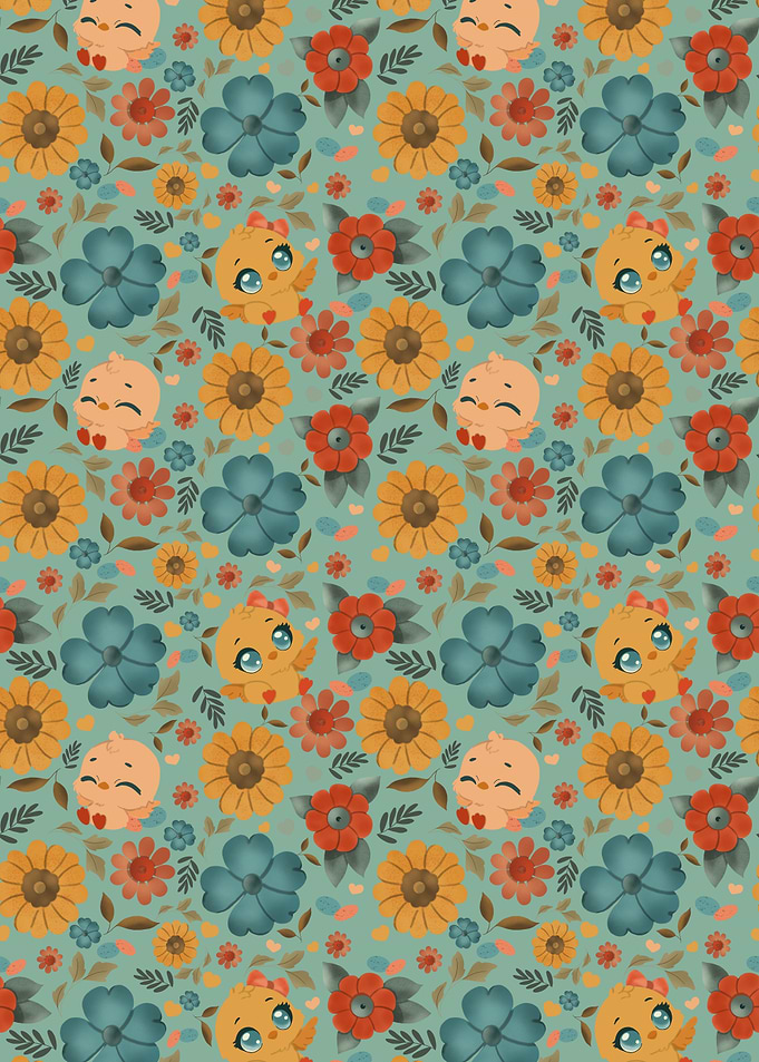 Baby Chicks Retro Blooms