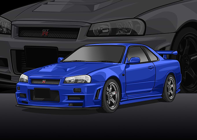 Nissan r34 Skyline blue