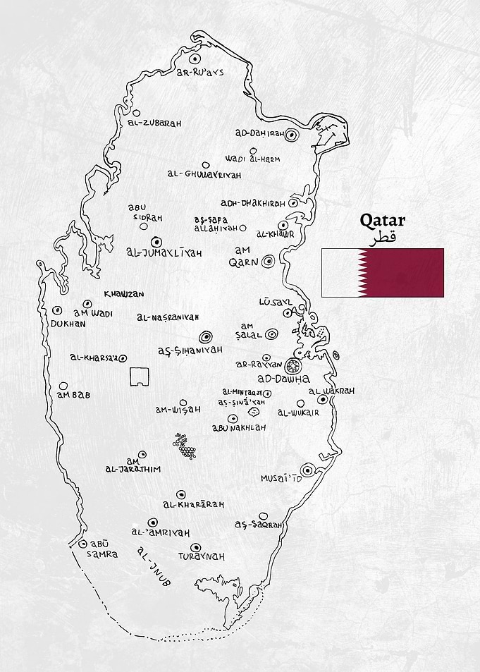 Handdrawn Qatar Map