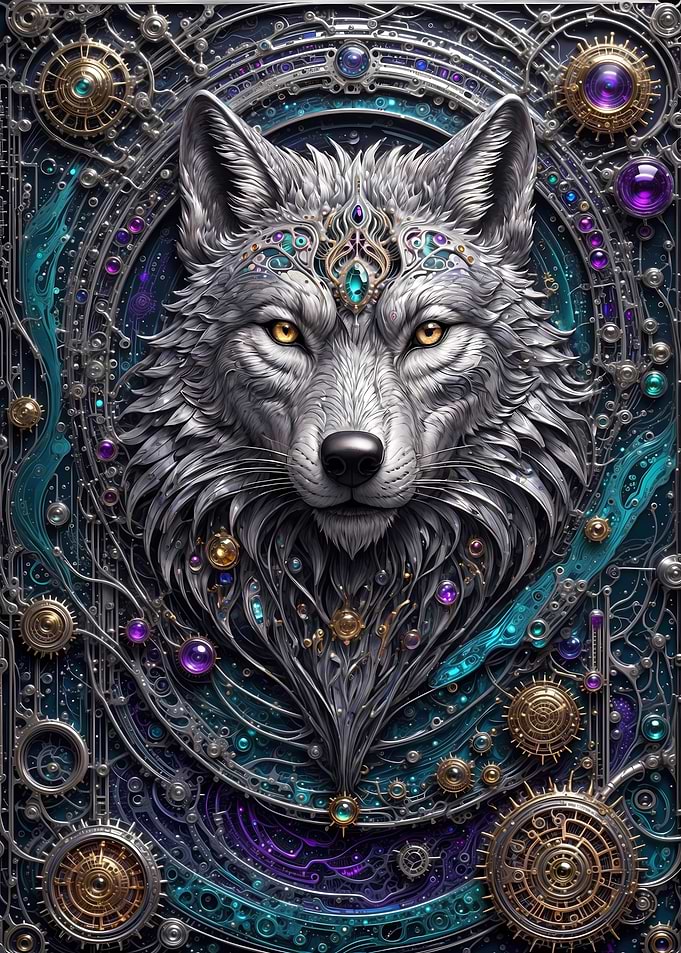 Cybernetic Wolf Head