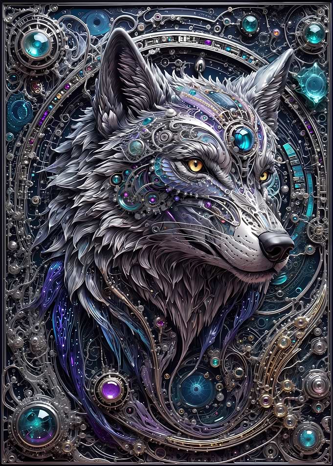 Futuristic Steampunk Wolf