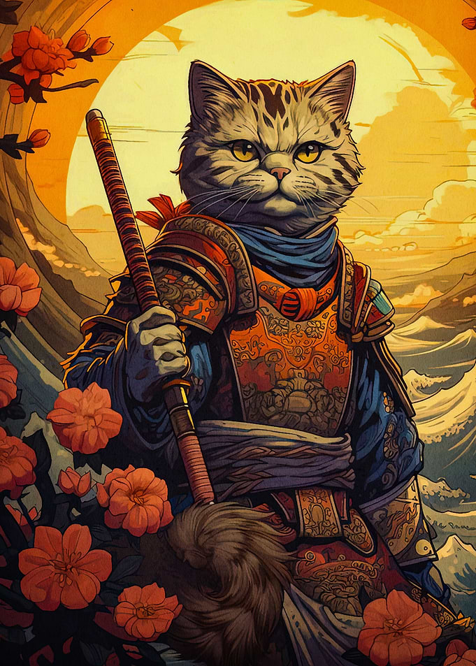 cat samurai japanese