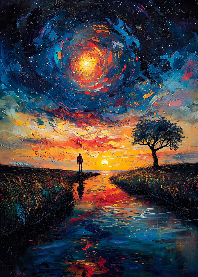 Lonely River Oil Painting