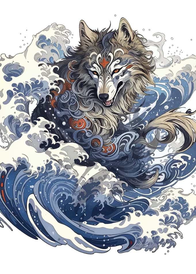 Wolf Great Wave Japan