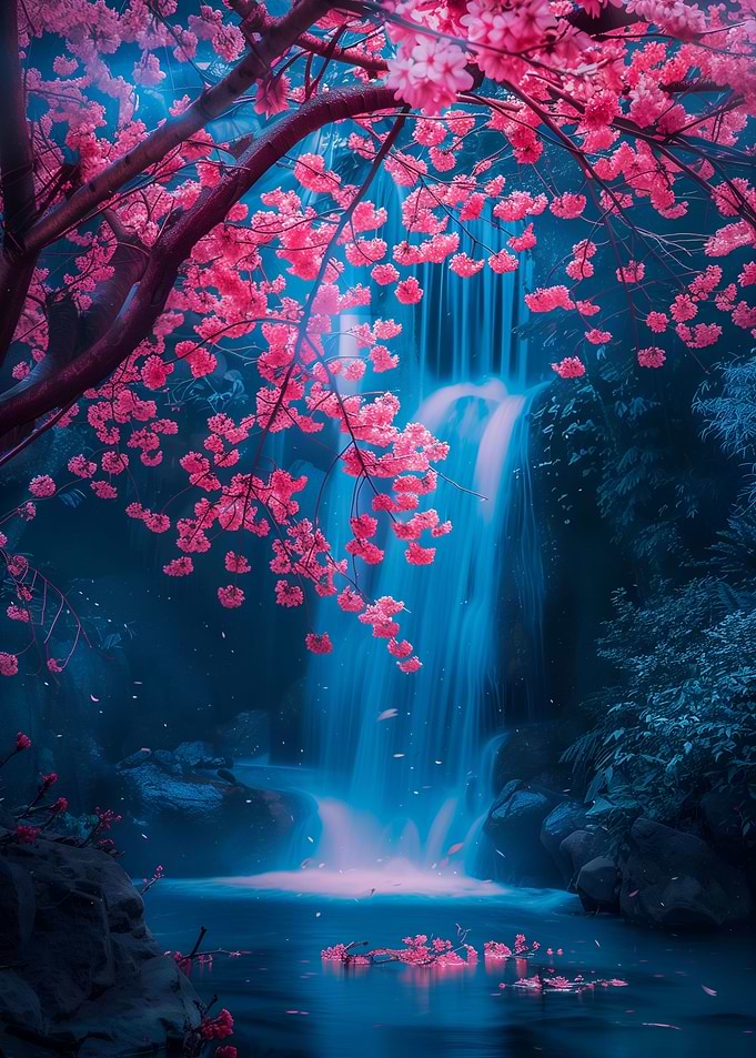 Cherry Blossom Waterfall