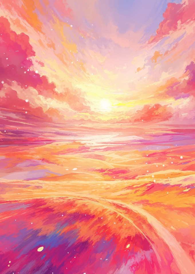 Sunset At The Mid Of Ocean
