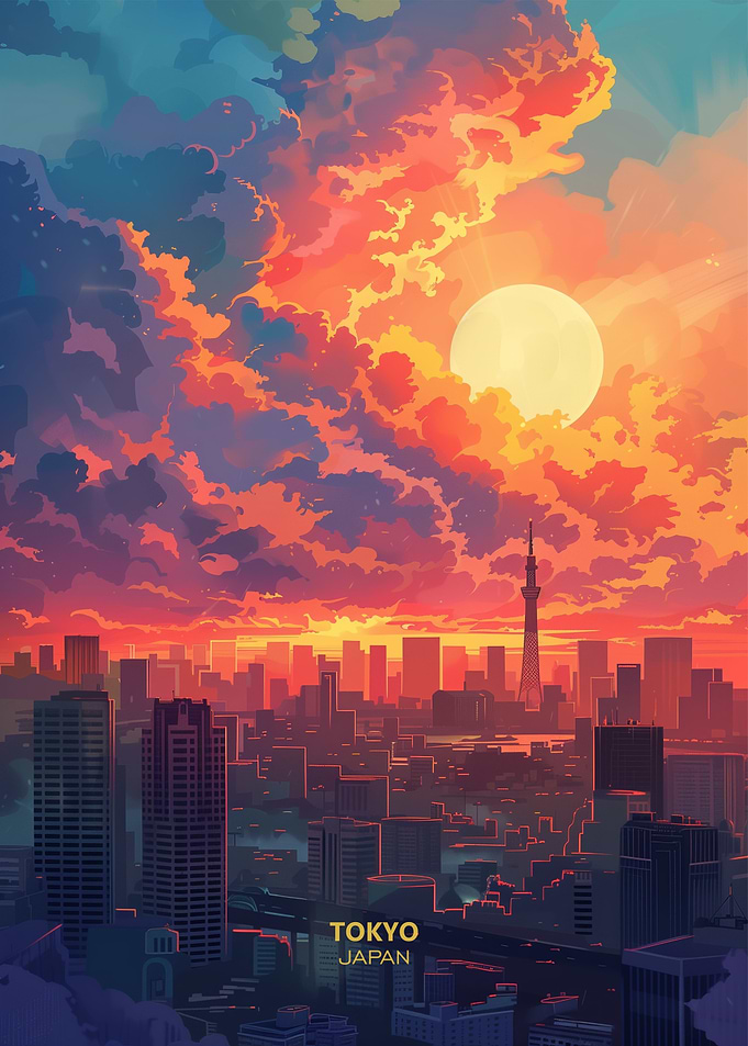Sunset in Tokyo Japan