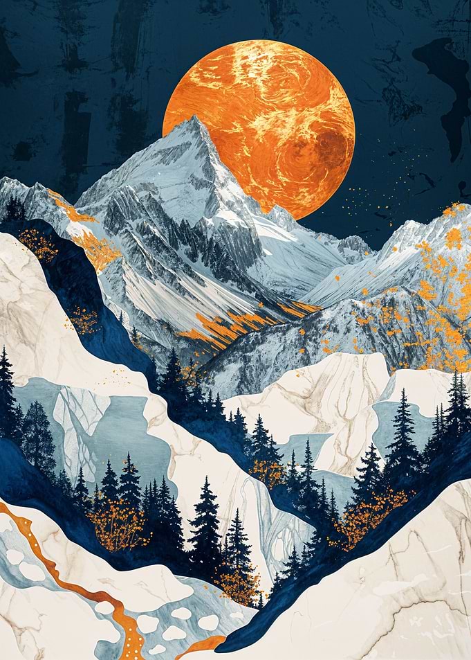 Golden Mountain at Night