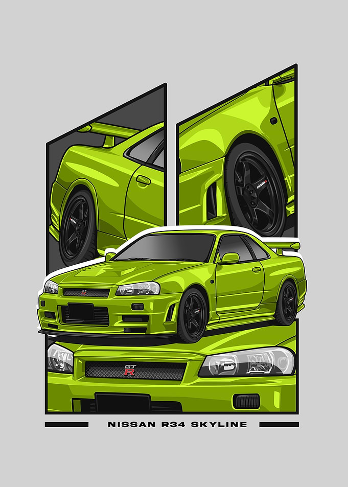 Nissan r34 Skyline green
