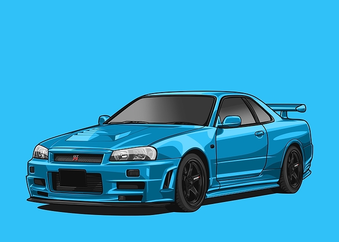 Nissan r34 Skyline cyan