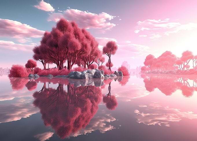 Cherry Trees at Lake
