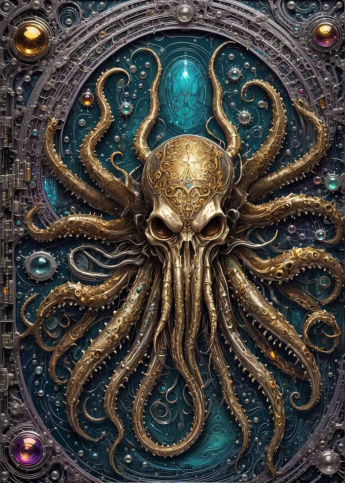 Steampunk Golden Kraken