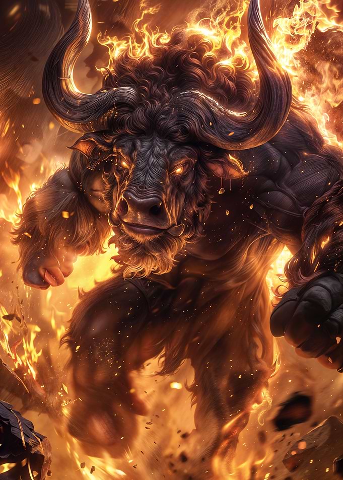 Flaming Minotaur Charge