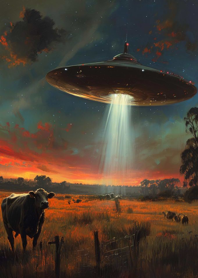 Cow and Alien Spaceship