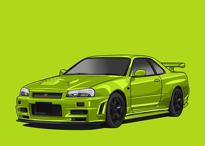 Nissan r34 Skyline green