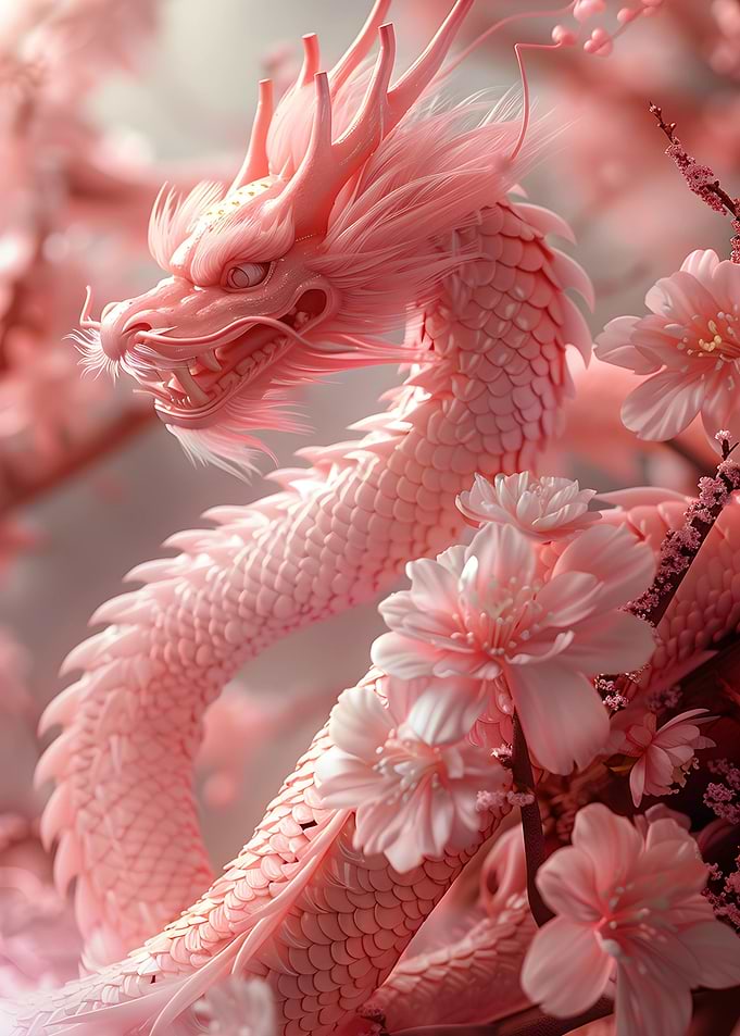 Lucky Blossom Dragon Art