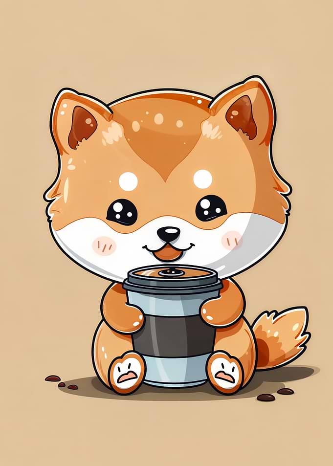 Happy coffee meme dog