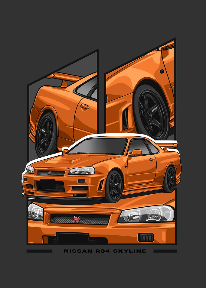 Nissan r34 Skyline orange