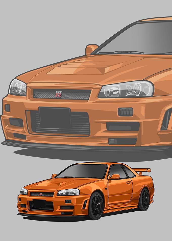 Nissan r34 Skyline orange
