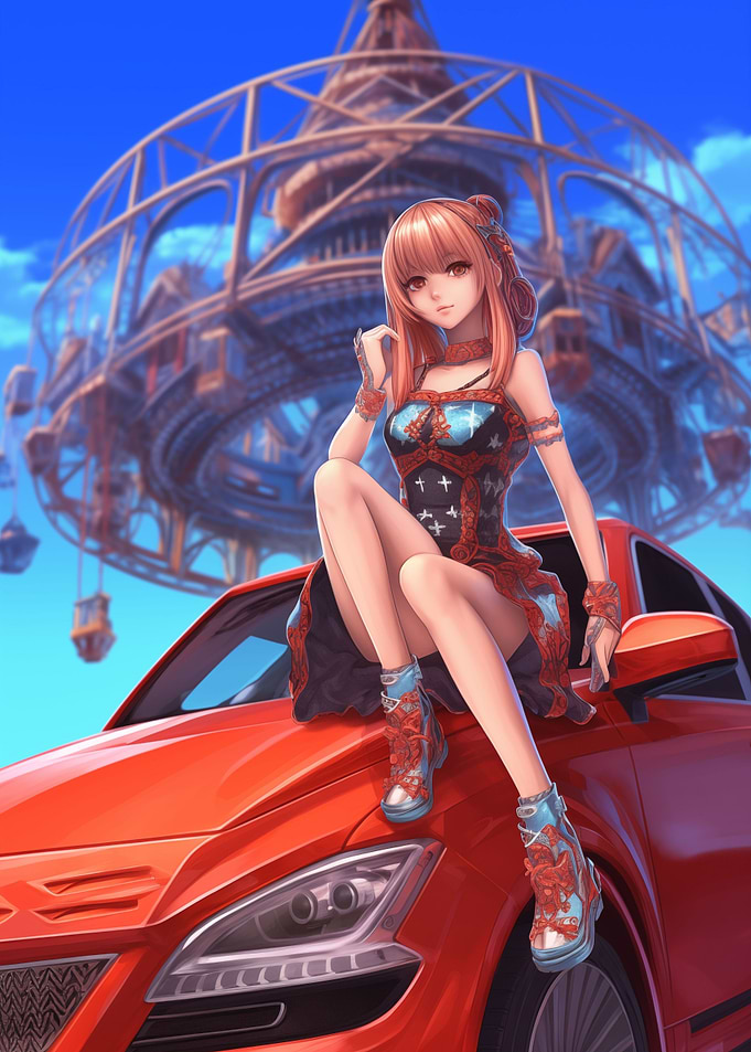 Sexy Anime Car Girl