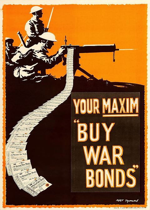 Buy Bonds Help Win the War — vintage poster restored on metal
