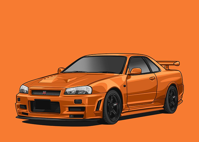 Nissan r34 Skyline orange