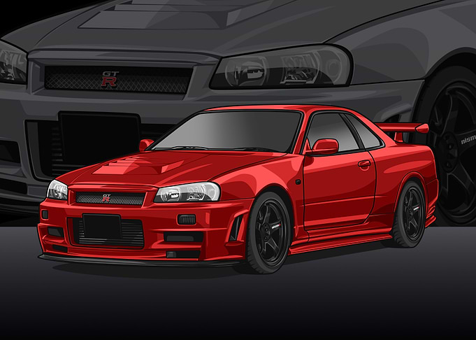 Nissan r34 Skyline red