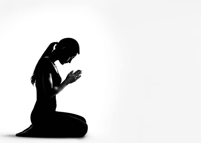 Silhouette woman yoga pray
