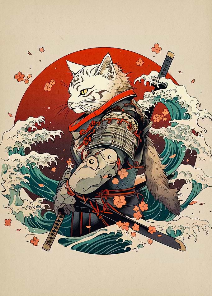 cat samurai japanese