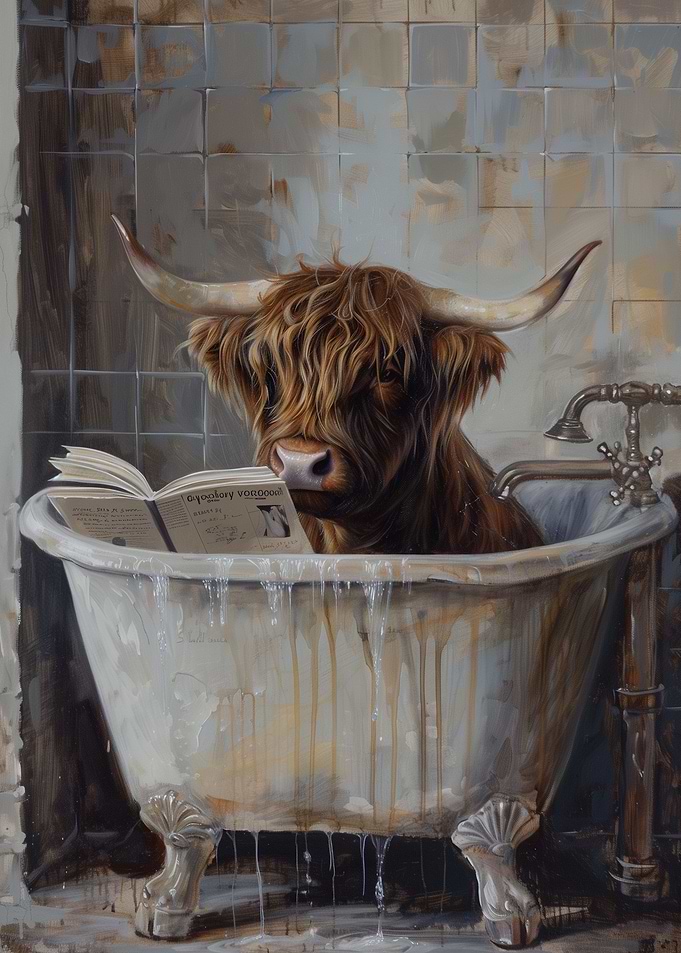 Highland Cow Bathtub Book