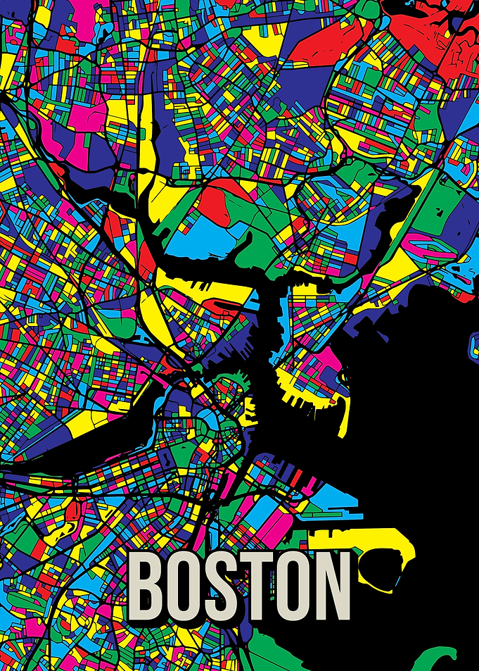 Boston Colorful City Map