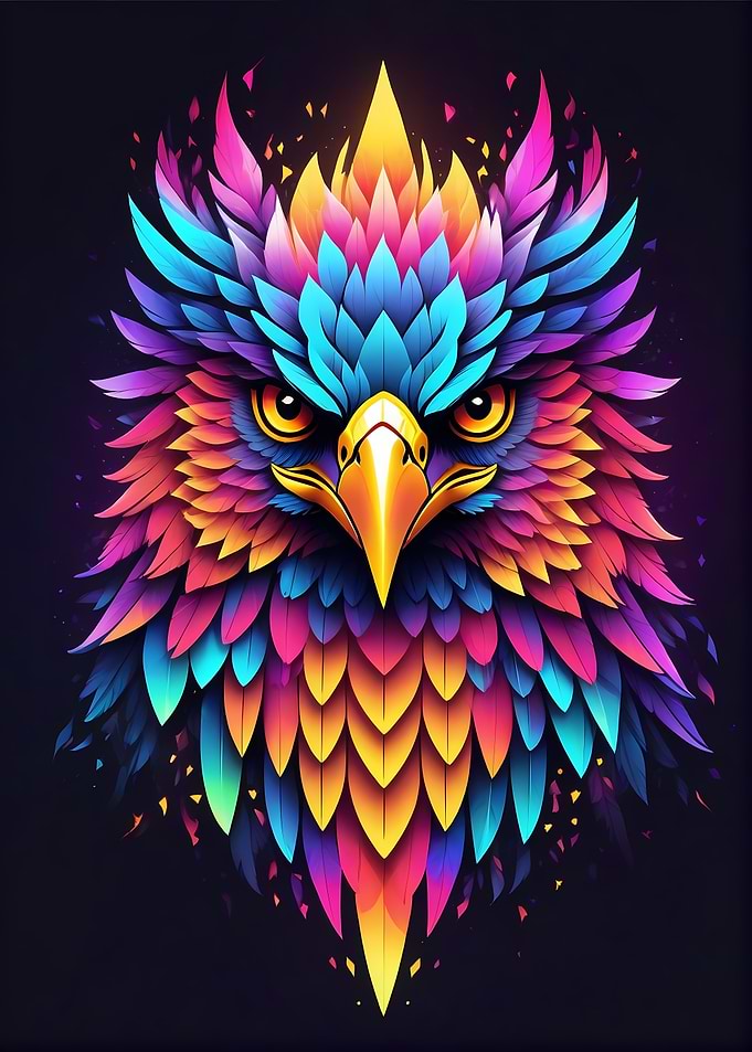Neon Colorful Hawk