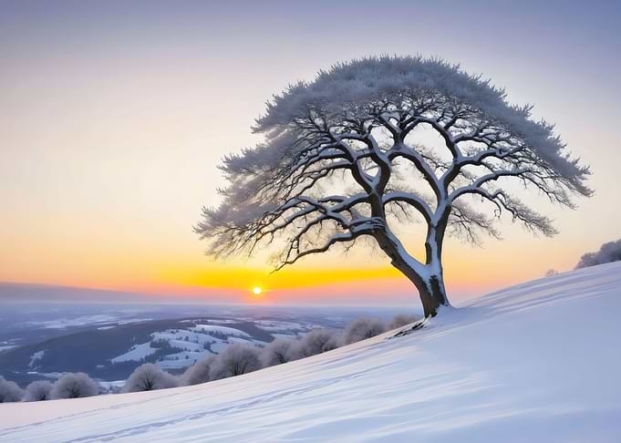 a tree with snow