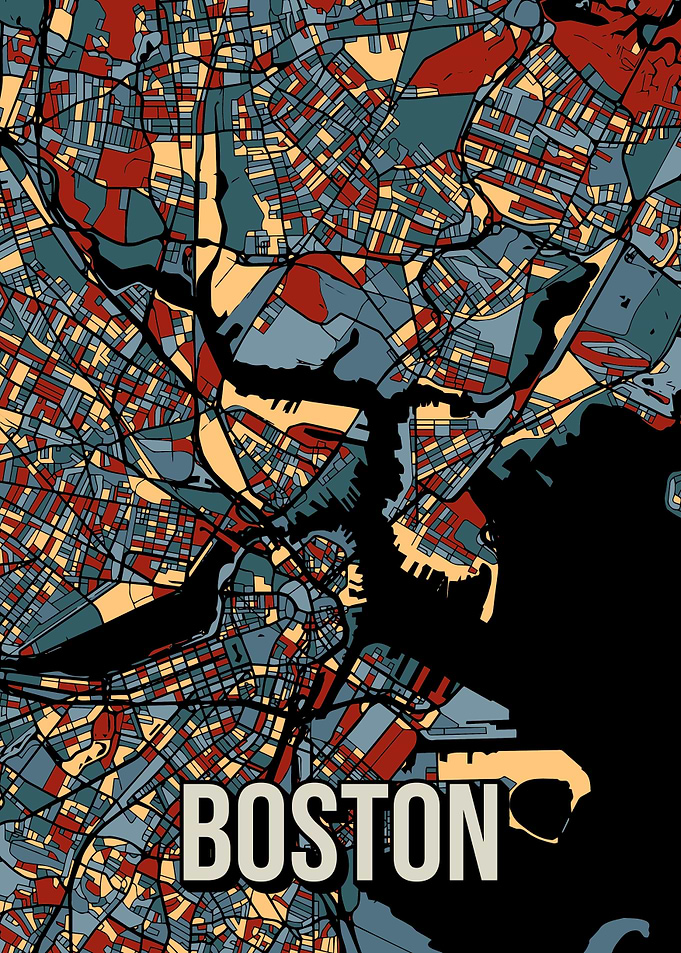 Boston Earthtone City Map