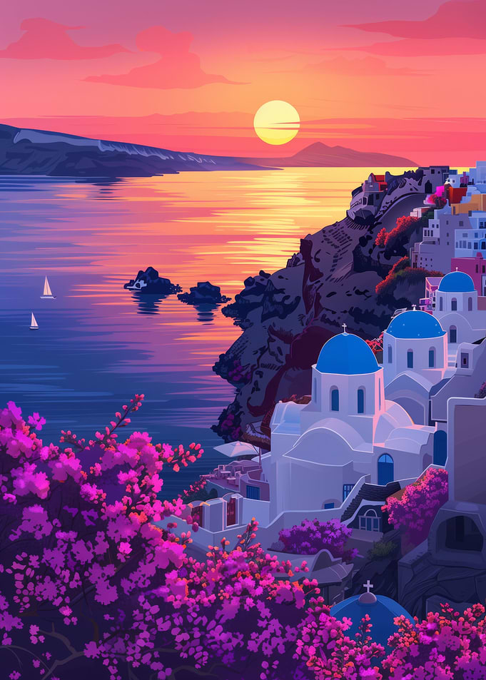 Santorini Sunset Landscape