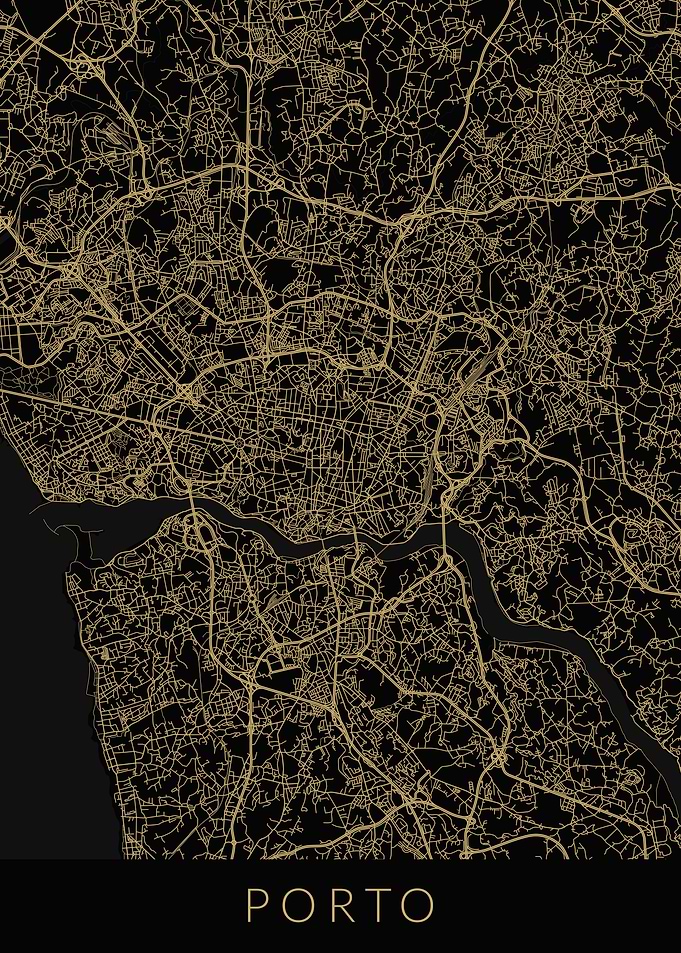 Porto Map Black Gold