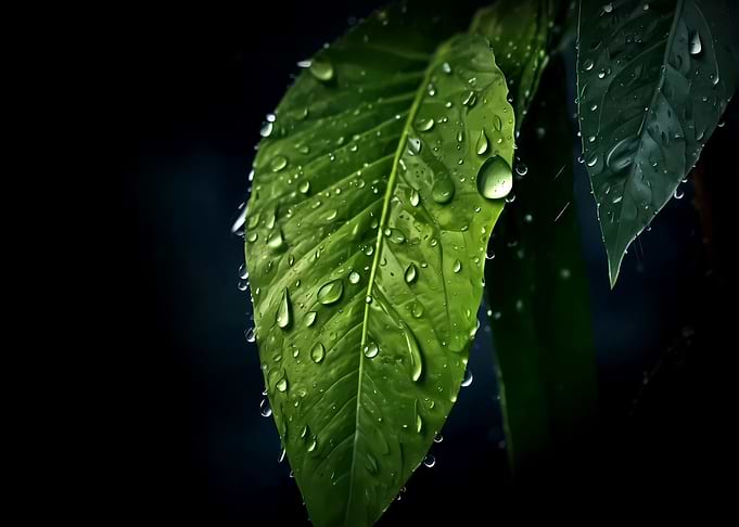 Raindrops on Leaves