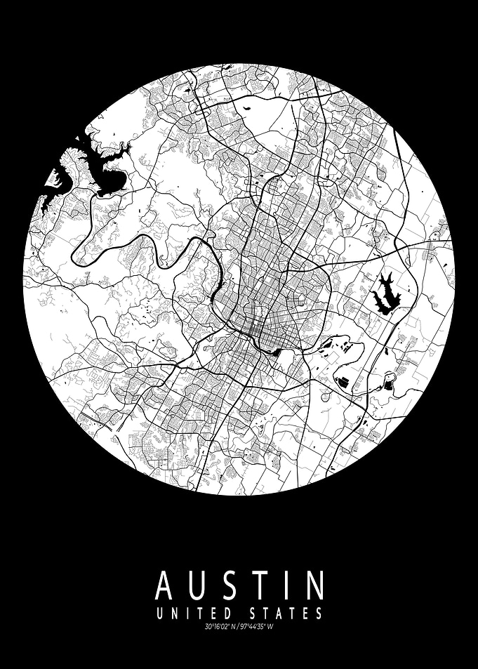 Austin City Map USA Moon