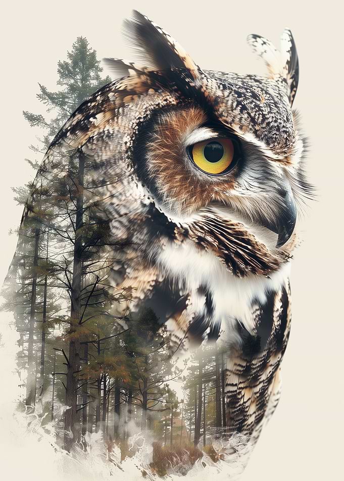 Owl Double Exposure